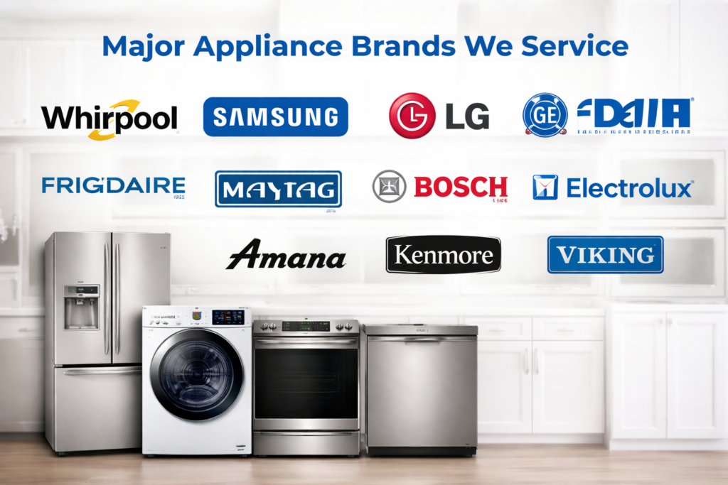 Pro Appliance Repair services for major appliance brands including Samsung, LG, Whirlpool, Bosch, and Viking in San Antonio.