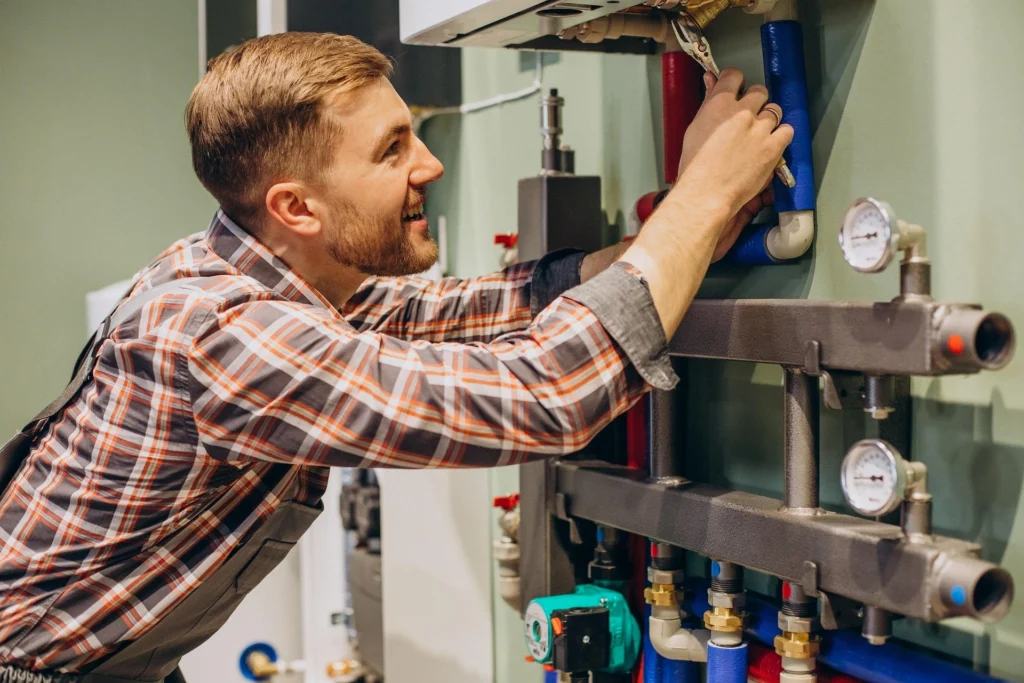 Trusted plumbing service in San Antonio fixing a leaking kitchen sink faucet.