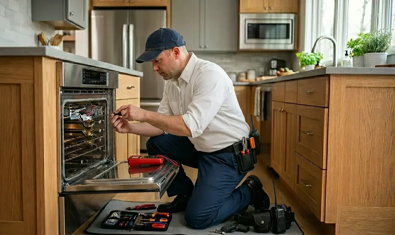 Pro Appliance Repair Technician in Modern Kitchen
