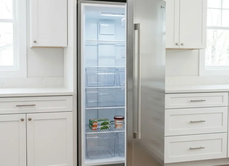 Pro Appliance Repair refrigerator Pro Appliance Repair refrigerator repair services for a stainless steel upright fridge in a San Antonio kitchen.